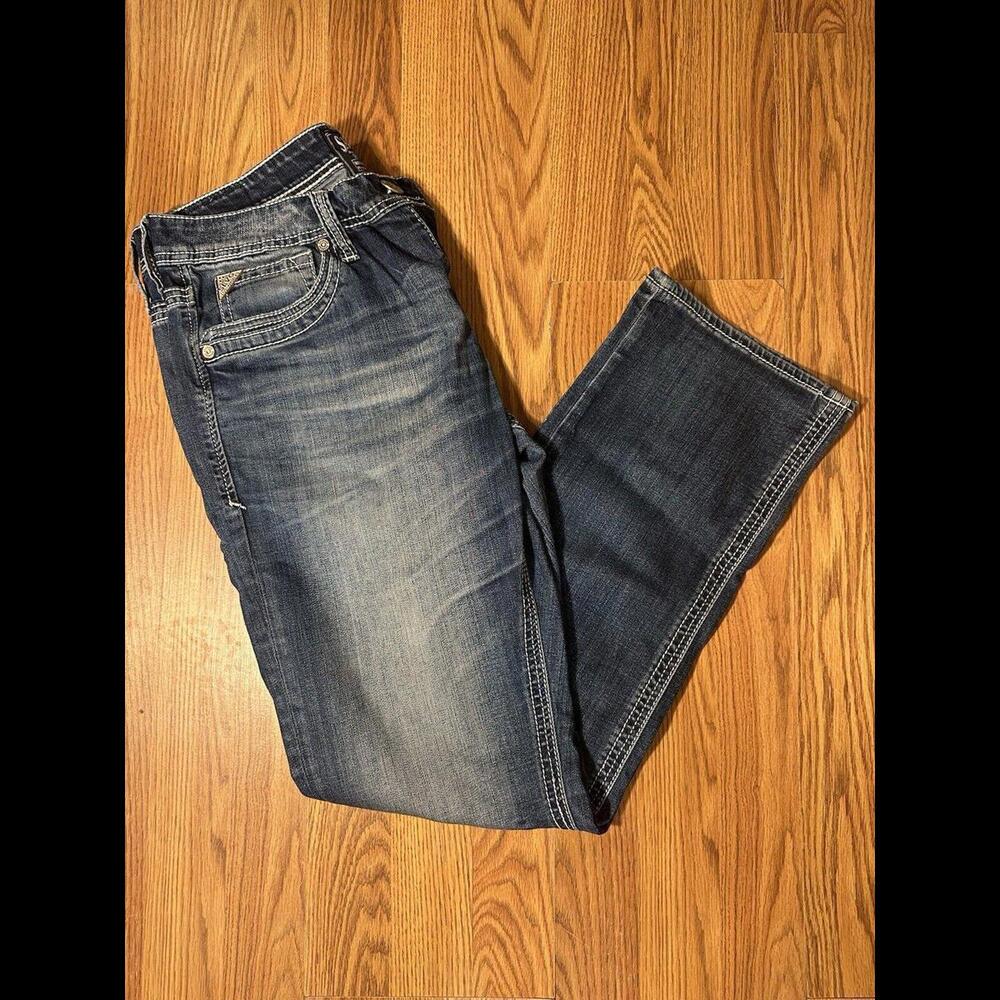 Buckle Salvage Jeans Mens Mayhem Straight Dark Wash Distressed 33 X 33